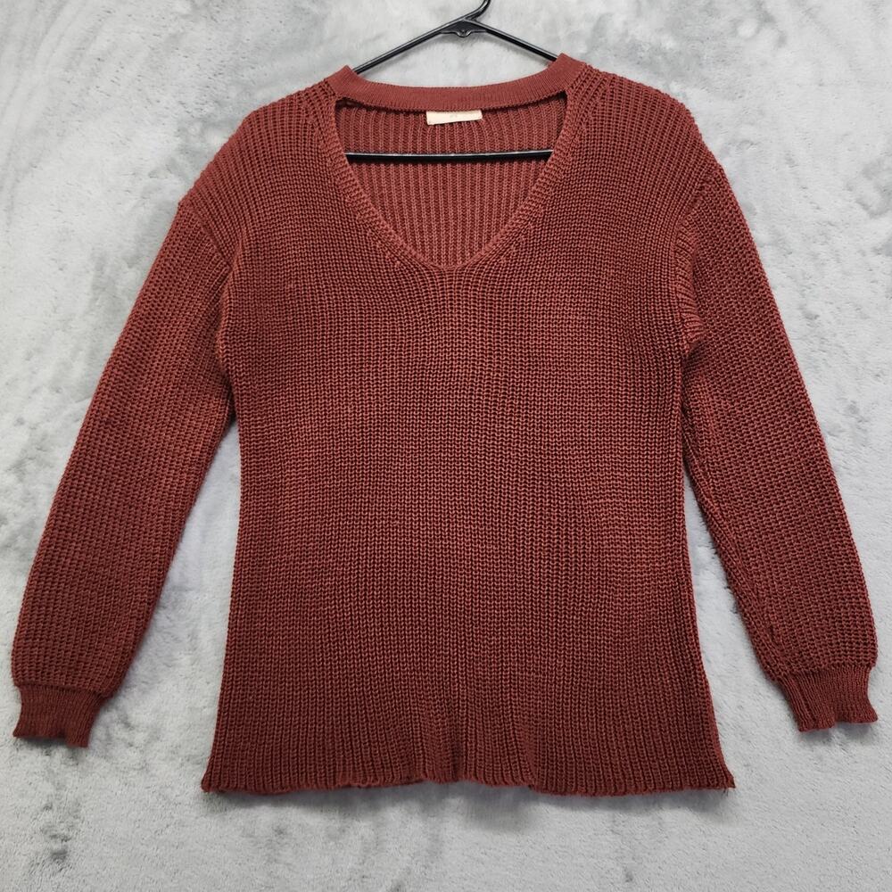 Sophie Rue Sweater Womens Size M Brown Open V-Neck Long Sleeve Pullover Casual